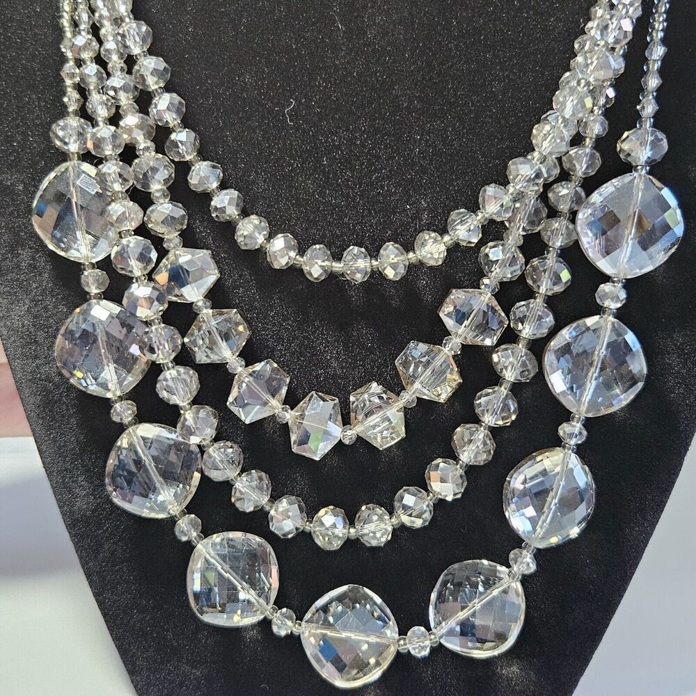 Loft silver colored sparkly glass necklace 22-24"